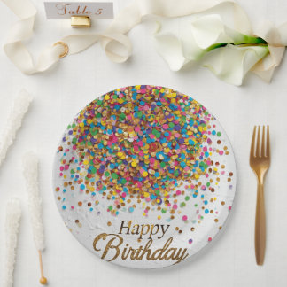 Rainbow Confetti Birthday Napkins | Colorful Party Paper Plates