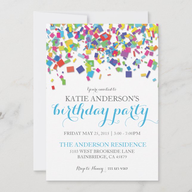 Rainbow Confetti | Birthday Party Invitation (Front)