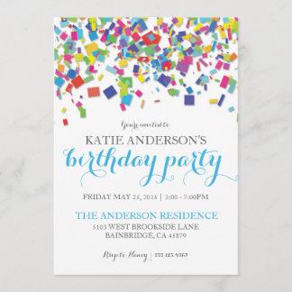 Rainbow Confetti | Birthday Party Invitation
