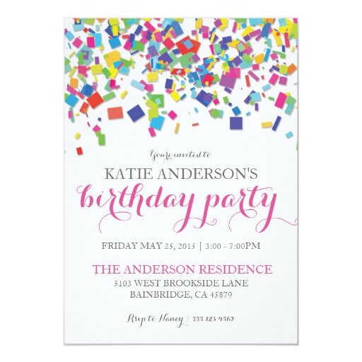 Confetti Birthday Invitations 1