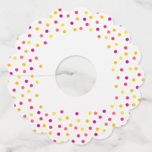 Rainbow confetti bright pink gold yellow dots wine glass tag