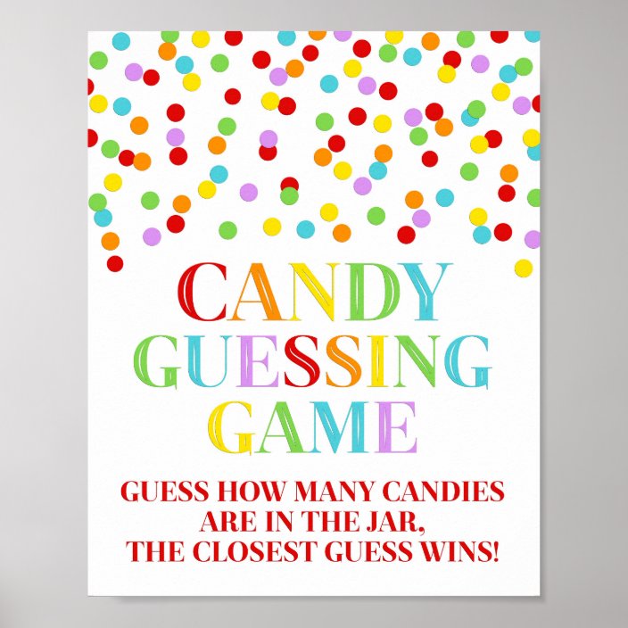 Rainbow Confetti Candy Guessing Game Sign | Zazzle.com