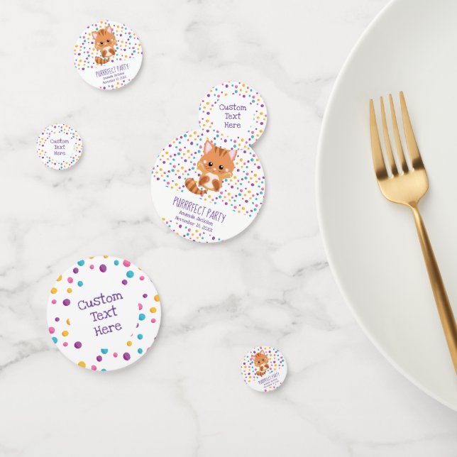 Rainbow Confetti Cute Kitty Cat Birthday Party (Group)