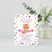 Rainbow Confetti Cute Kitty Cat Birthday Party Invitation Postcard (Standing Front)