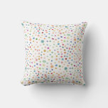 Rainbow Confetti Dots Watercolor Throw Pillow