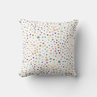Rainbow Confetti Dots Watercolor Throw Pillow
