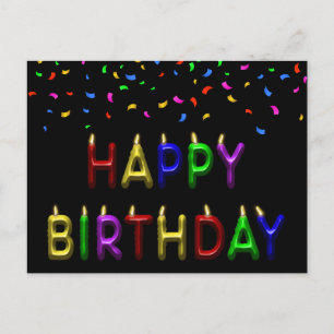 Rainbow Confetti Happy Birthday Candles Postcard