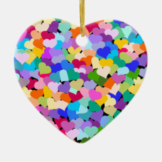 Rainbow Confetti Hearts Heart shaped ornament