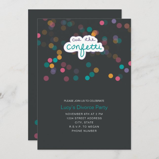 Rainbow Confetti Invitation (Front/Back)