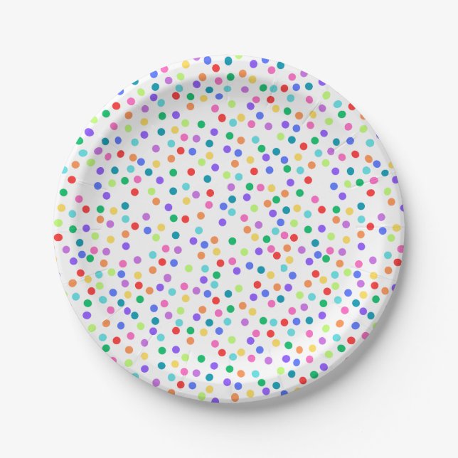 Rainbow Confetti Paper Plates and Bowls (Front)