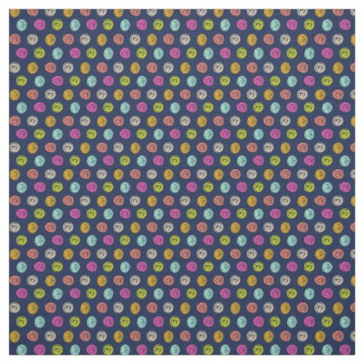 Rainbow Confetti Polka Dot Party on Navy Fabric