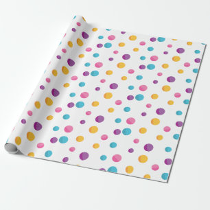 Rainbow Confetti Polka Dots Birthday Party Wrapping Paper