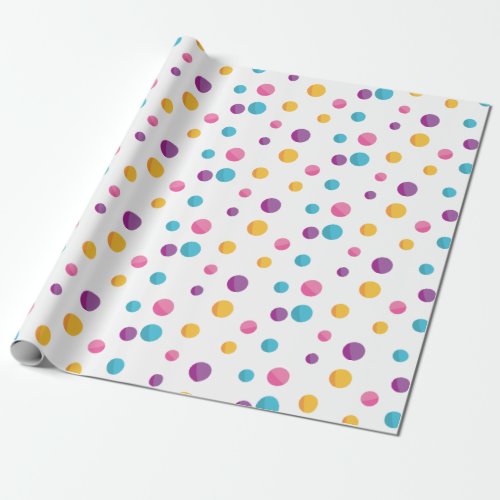 Rainbow Confetti Polka Dots Birthday Party Wrapping Paper