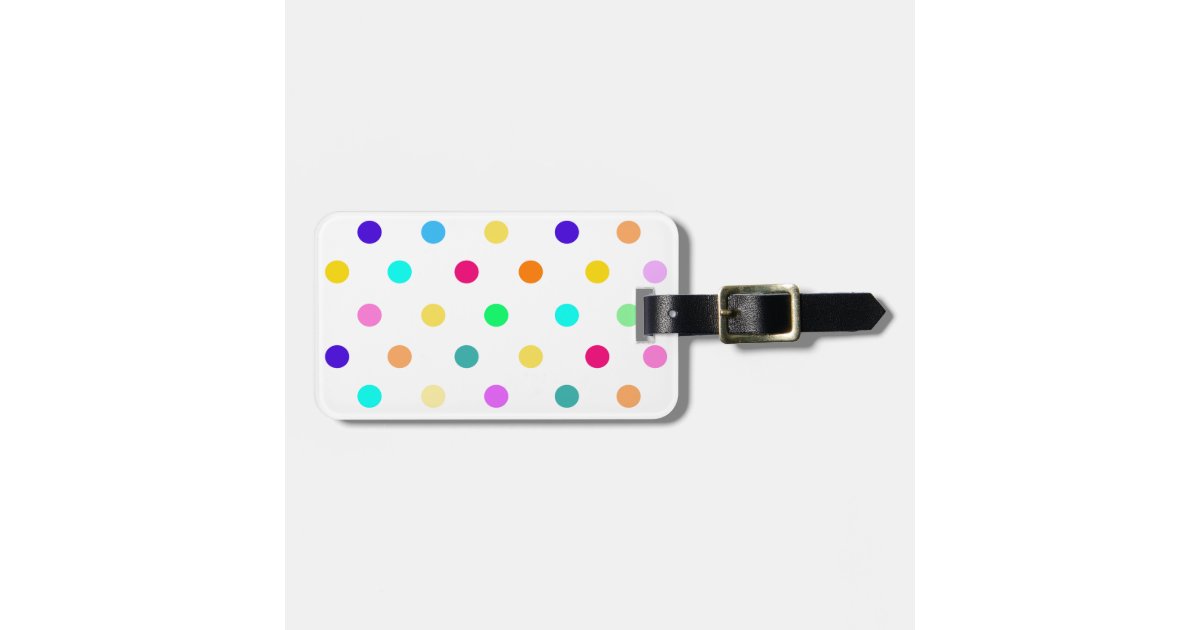 Rainbow Confetti polka dots luggage tag Zazzle