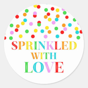 Rainbow Confetti Sprinkled with Love Classic Round Sticker