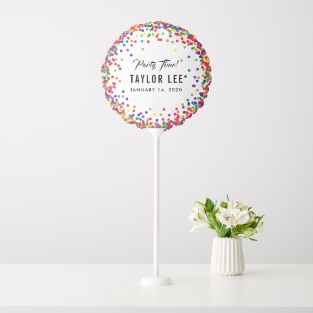 Rainbow confetti sprinkles birthday party decor balloon (In SItu)