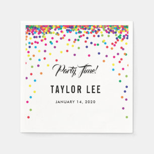 Rainbow confetti sprinkles birthday party decor napkins