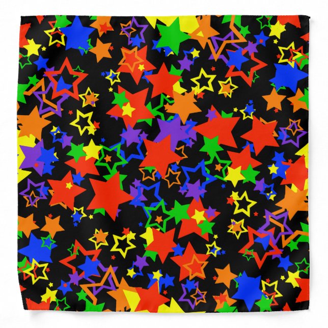 Rainbow Confetti Stars Gay Pride Pocket Square or Bandana (Front)