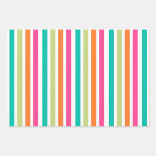 Rainbow confetti stripes colorful retro wrapping paper sheets