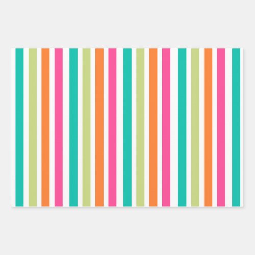 Rainbow confetti stripes colorful retro wrapping paper sheets