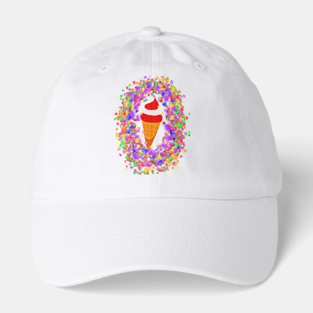 Rainbow Confetti Swirl Ice Cream Hat (Front)