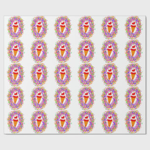 Rainbow Confetti Swirl Ice Cream Wrapping Paper