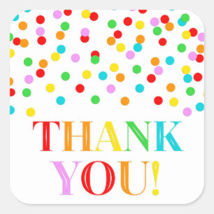 Rainbow Confetti Thank You Square Sticker