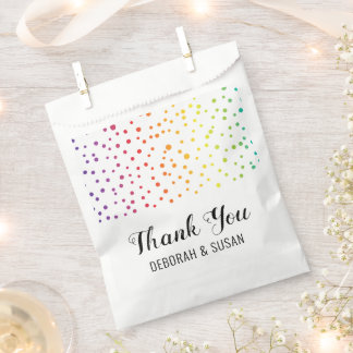 Rainbow confetti, trees Thank You lesbian wedding Favor Bag