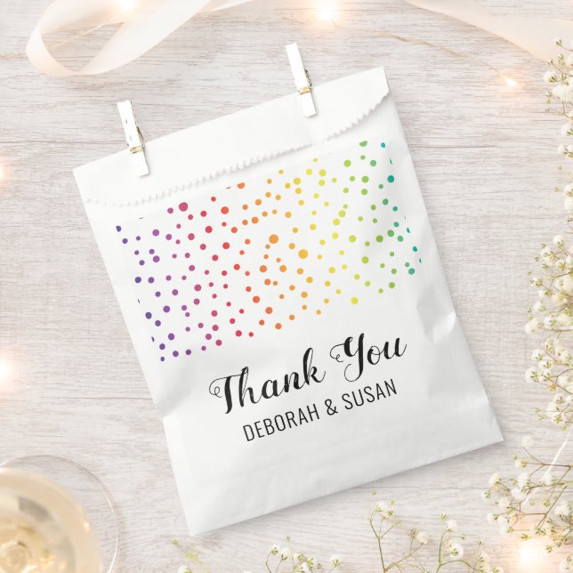 Rainbow confetti, trees Thank You lesbian wedding Favor Bag (Clipped)