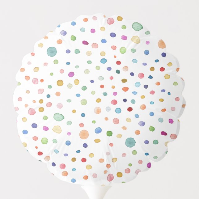 Rainbow Confetti Watercolor Dots Balloon (Back)