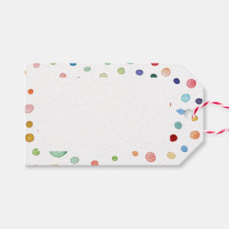 Rainbow Confetti Watercolor Dots Gift Tag