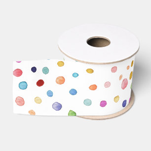 Rainbow Confetti Watercolor Dots Ribbon