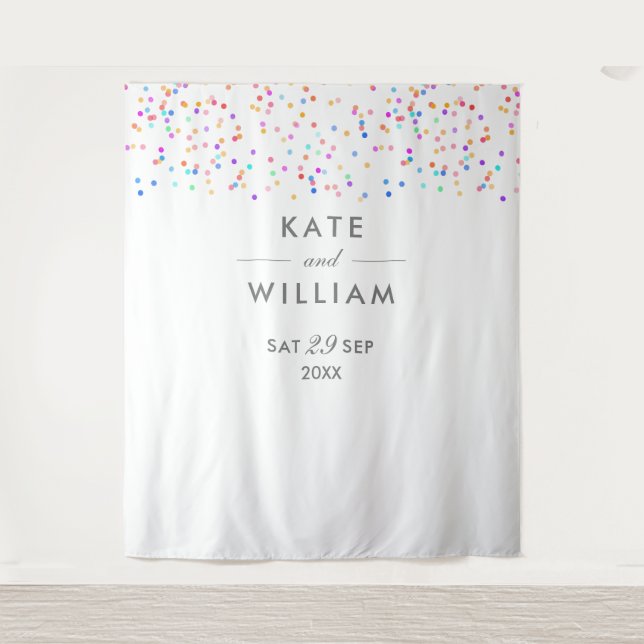 Rainbow Confetti Wedding Photo Backdrop (Front)