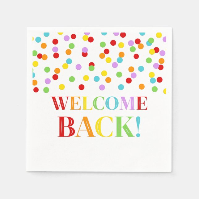 Rainbow Confetti Welcome Back Napkins (Front)