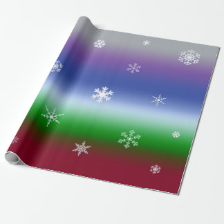 Rainbow Cool Winter Snowflakes in Gradient Stripes Wrapping Paper