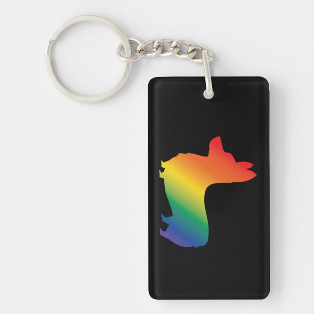 Rainbow corgi keychain (Front)