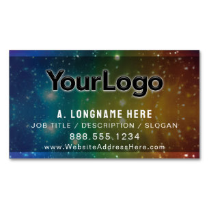 Rainbow Cosmic Galaxy Stars Artisan Company Logo Business Card Magnet