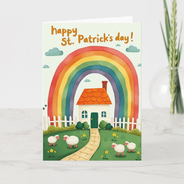 Rainbow Cottage St Patricks Day Card (Front)