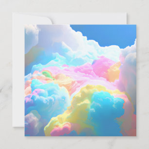 Rainbow cotton candy clouds classic invitation