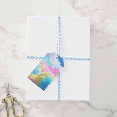 Rainbow cotton candy clouds gift tags