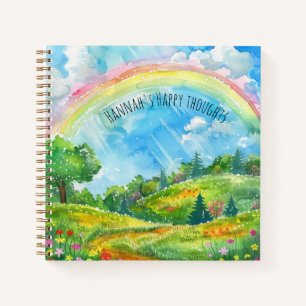 Rainbow Countryside Happy Thoughts Mental Health Notebook