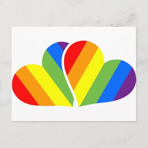Rainbow Couple Hearts Lover  Postcard