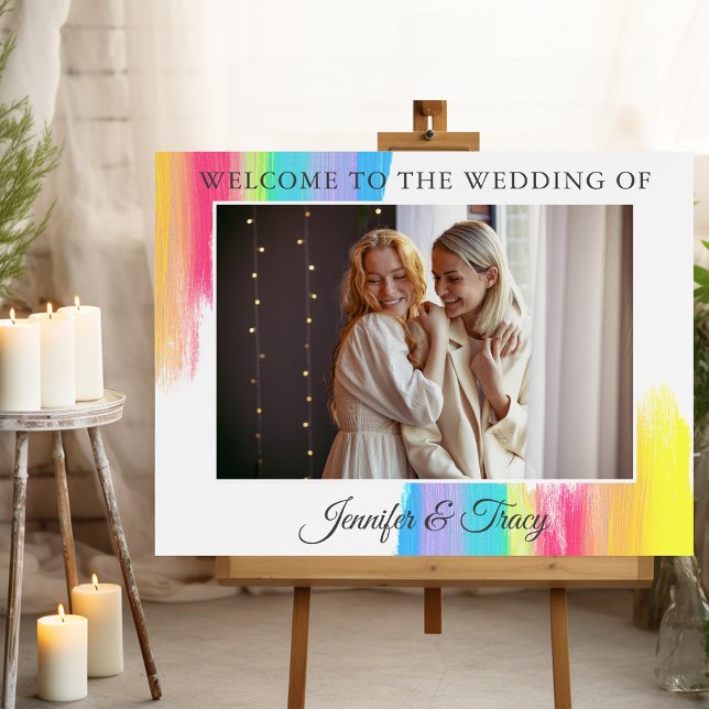 Rainbow Couple Photo Welcome to Our Wedding Foam Board (Creator Uploaded)