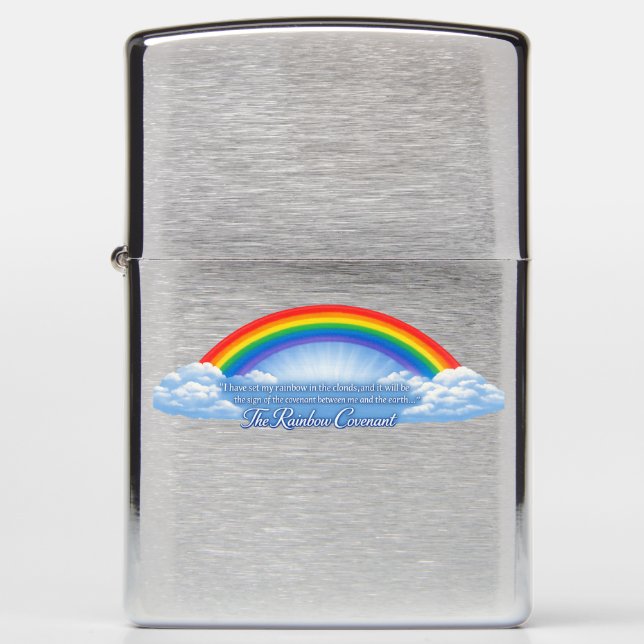 Rainbow Covenant Over Clouds Zippo Lighter (Front)