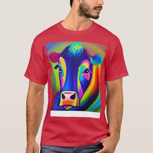 Rainbow Cow Painting T_Shirt