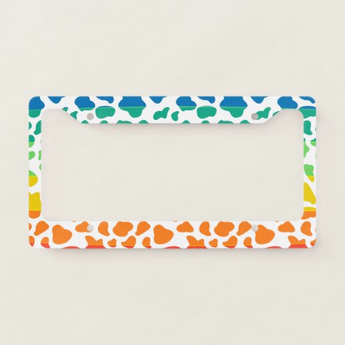 Rainbow Cow Pattern License Plate Frame