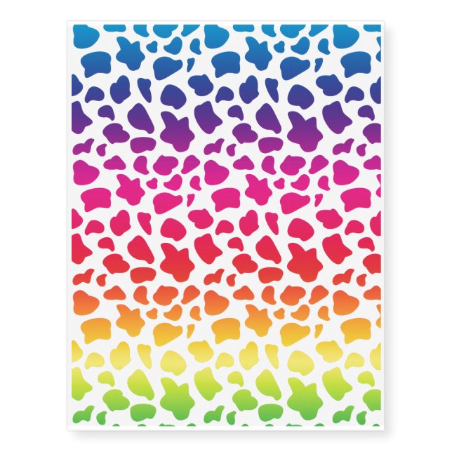 Rainbow Cow Pattern Temporary Tattoos (Front)