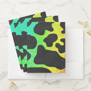 Rainbow Cow Print Pocket Folder