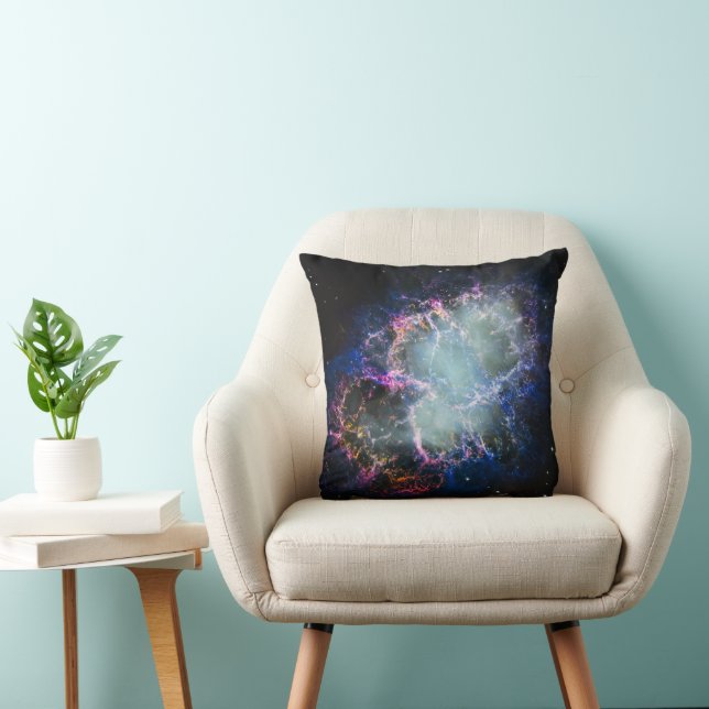 Rainbow Crab Nebula Throw Pillow (Chair)
