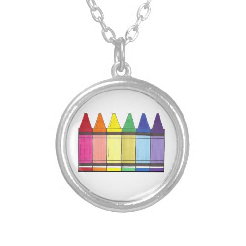 Rainbow Crayon Art Teacher LGBT Gay Pride Necklace